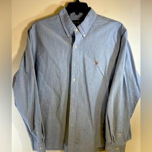 Ralph Lauren Shirt Mens 2XL Flesh Pony Long Sleeve Button Up Lavender Check
